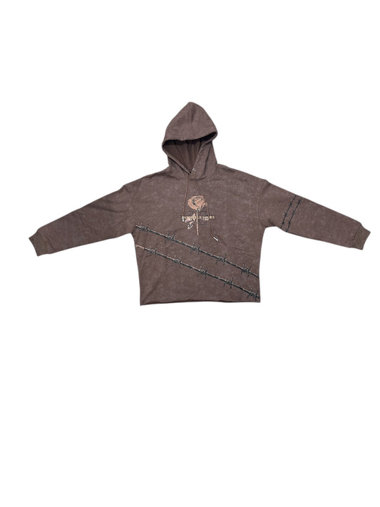 Invisible Scars Men's Relentless Crop Hoodie-Brown