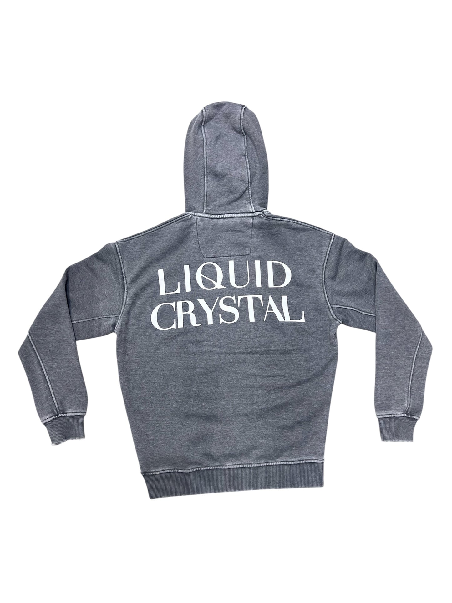Liquid Crystal Men Burn Out Wash Light Hoodie- H Grey