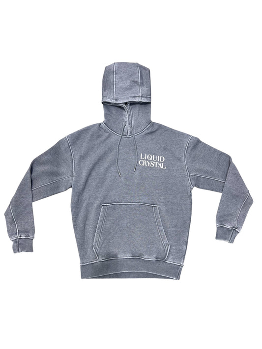 Liquid Crystal Men Burn Out Wash Light Hoodie- H Grey