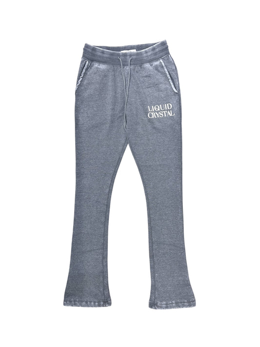 Liquid Crystal Men Burn Out Wash Light Stacked Sweatpants-H Grey