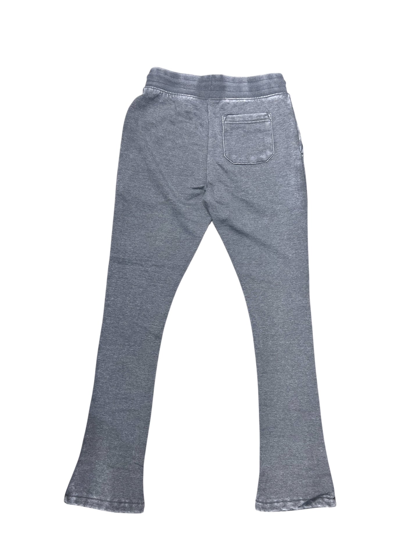 Liquid Crystal Men Burn Out Wash Light Stacked Sweatpants-H Grey
