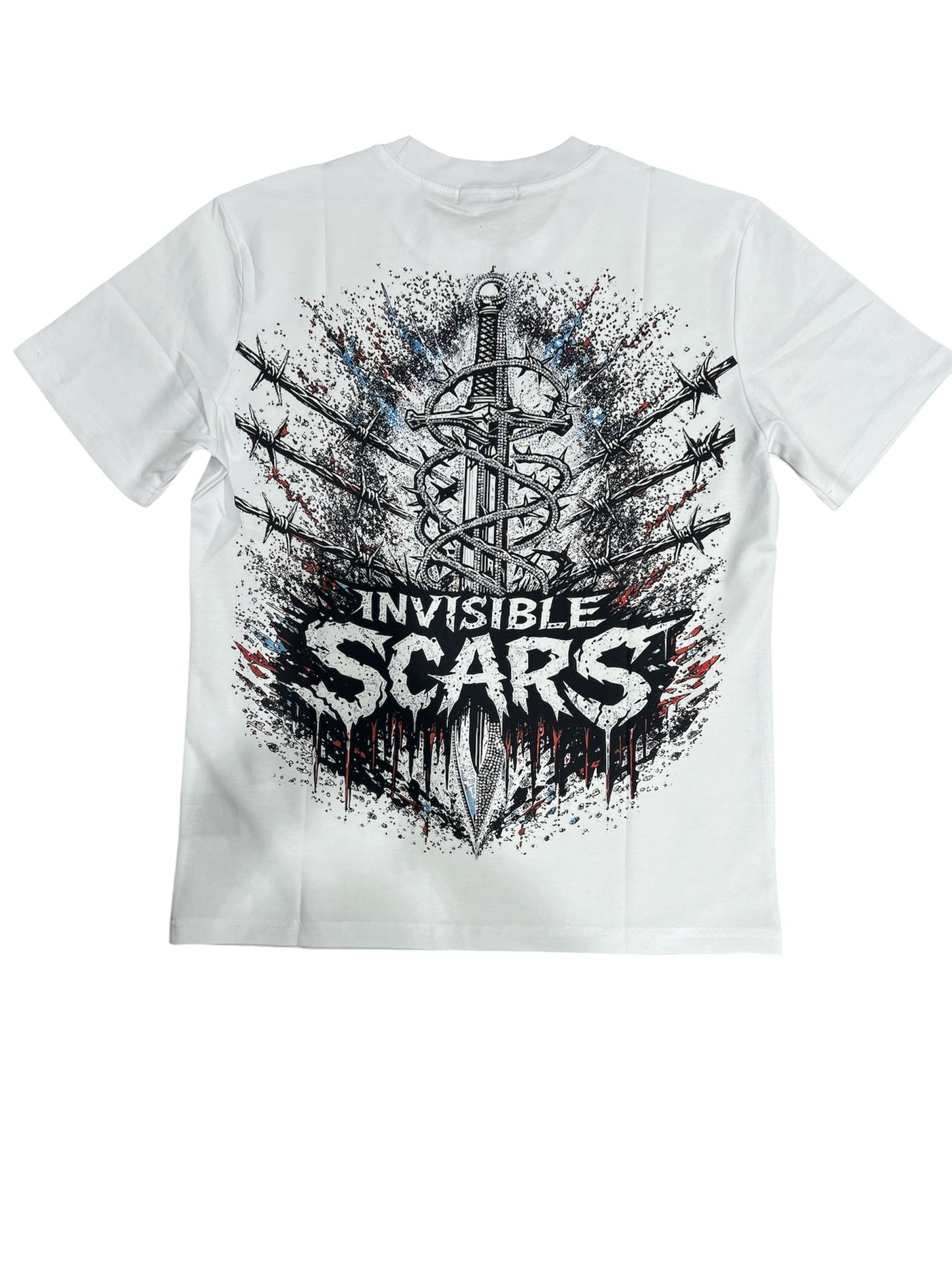 Invisible Scars Men's Founders Knight Tee-White
