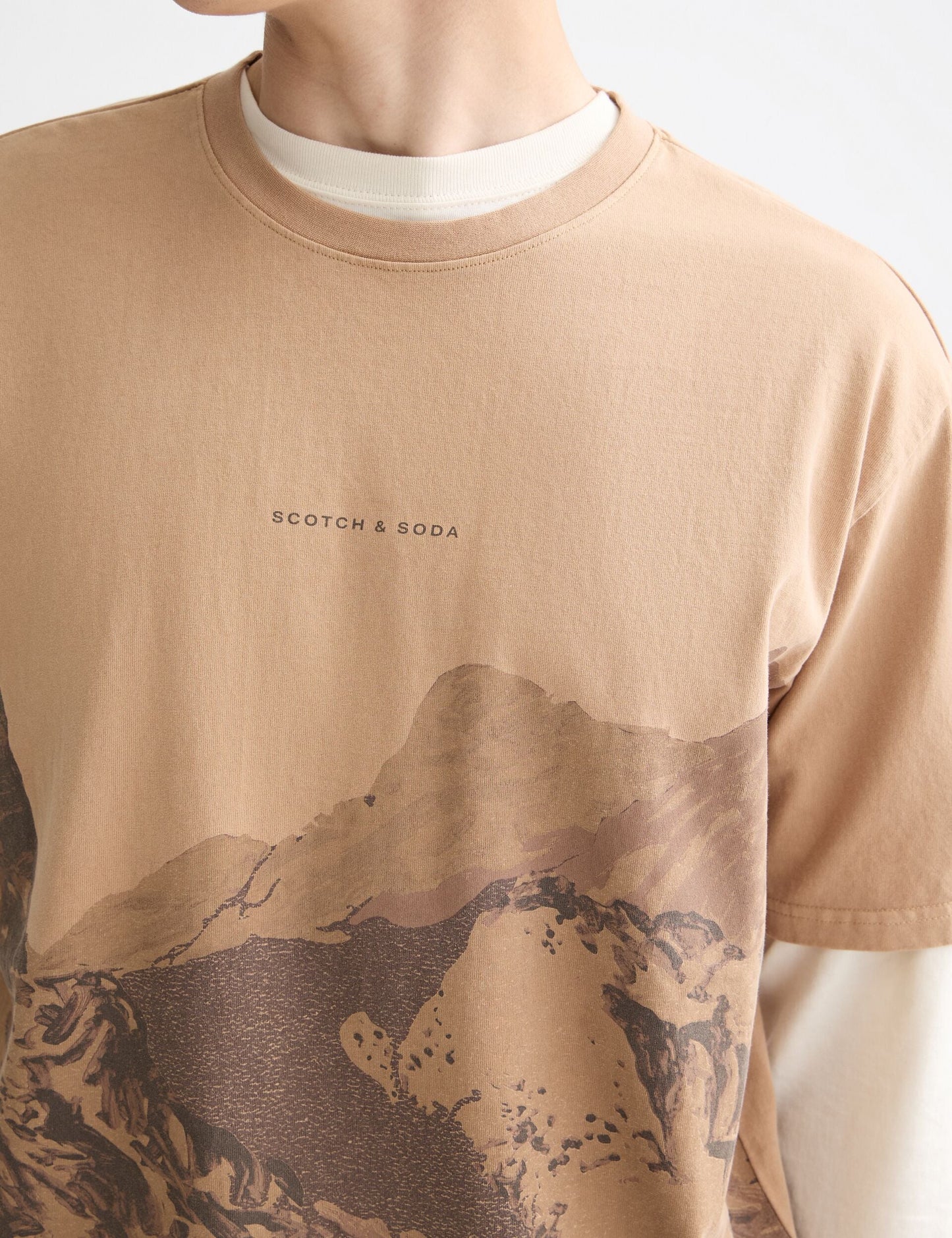 Scotch & Soda Loose Fit Overdyed AW T-Shirt - Tannin