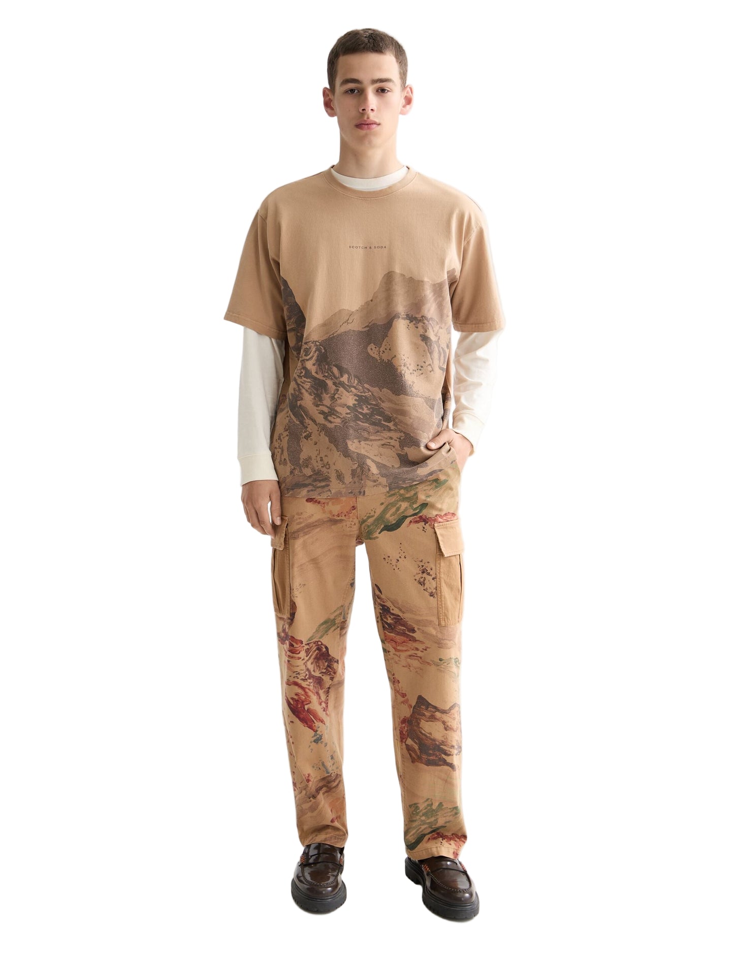 Scotch & Soda Loose Fit Overdyed AW T-Shirt - Tannin