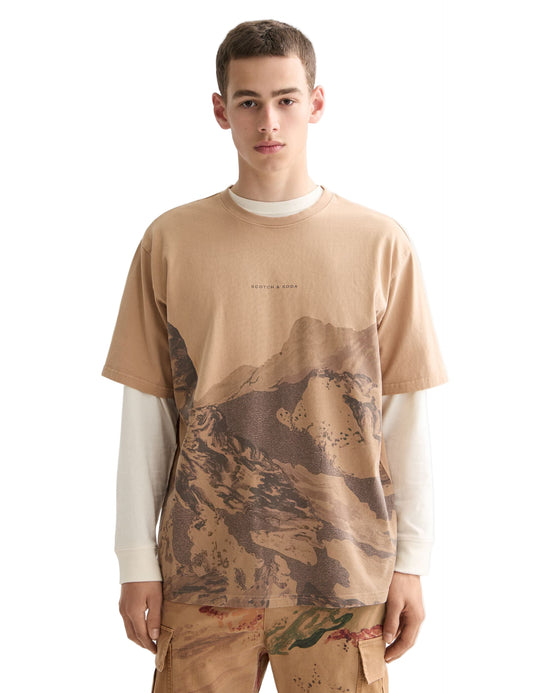 Scotch & Soda Loose Fit Overdyed AW T-Shirt - Tannin
