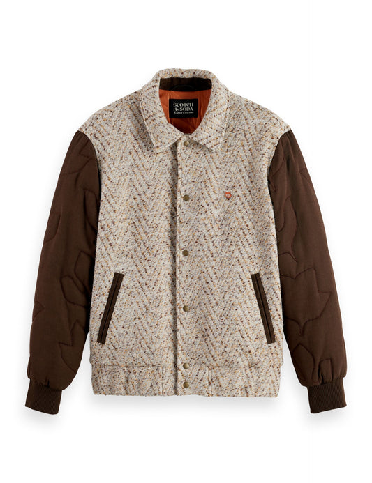 Scotch & Soda Varsity Sports Jacket-Taupe Melange