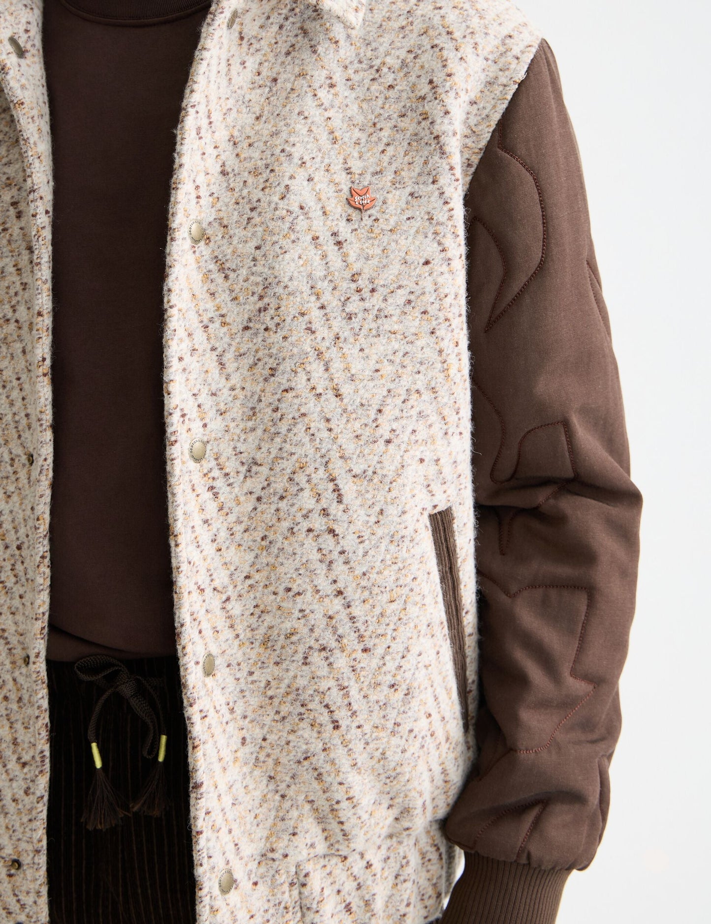 Scotch & Soda Varsity Sports Jacket-Taupe Melange