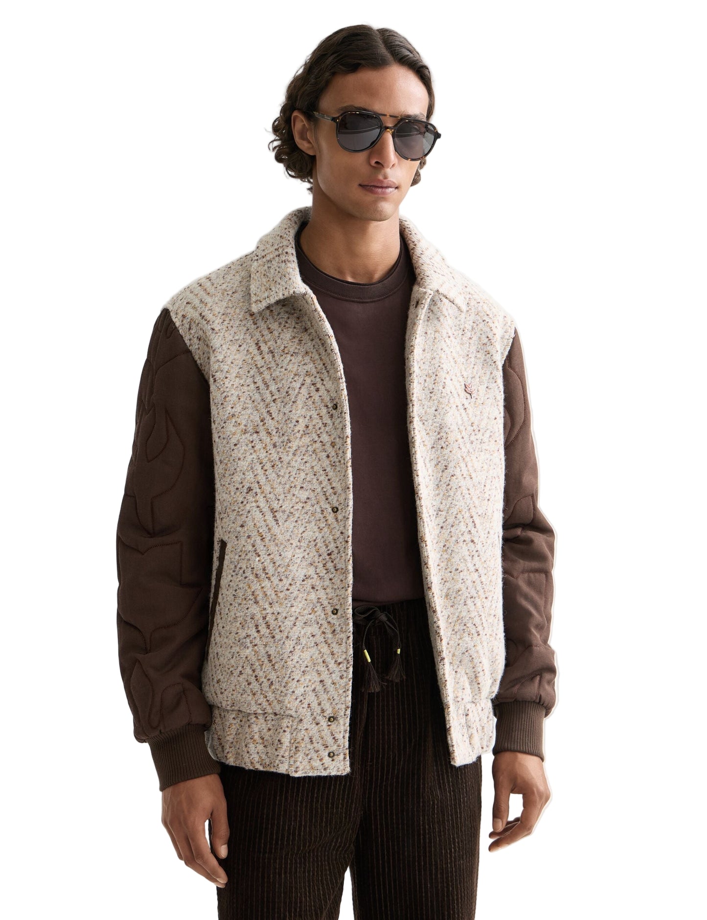 Scotch & Soda Varsity Sports Jacket-Taupe Melange
