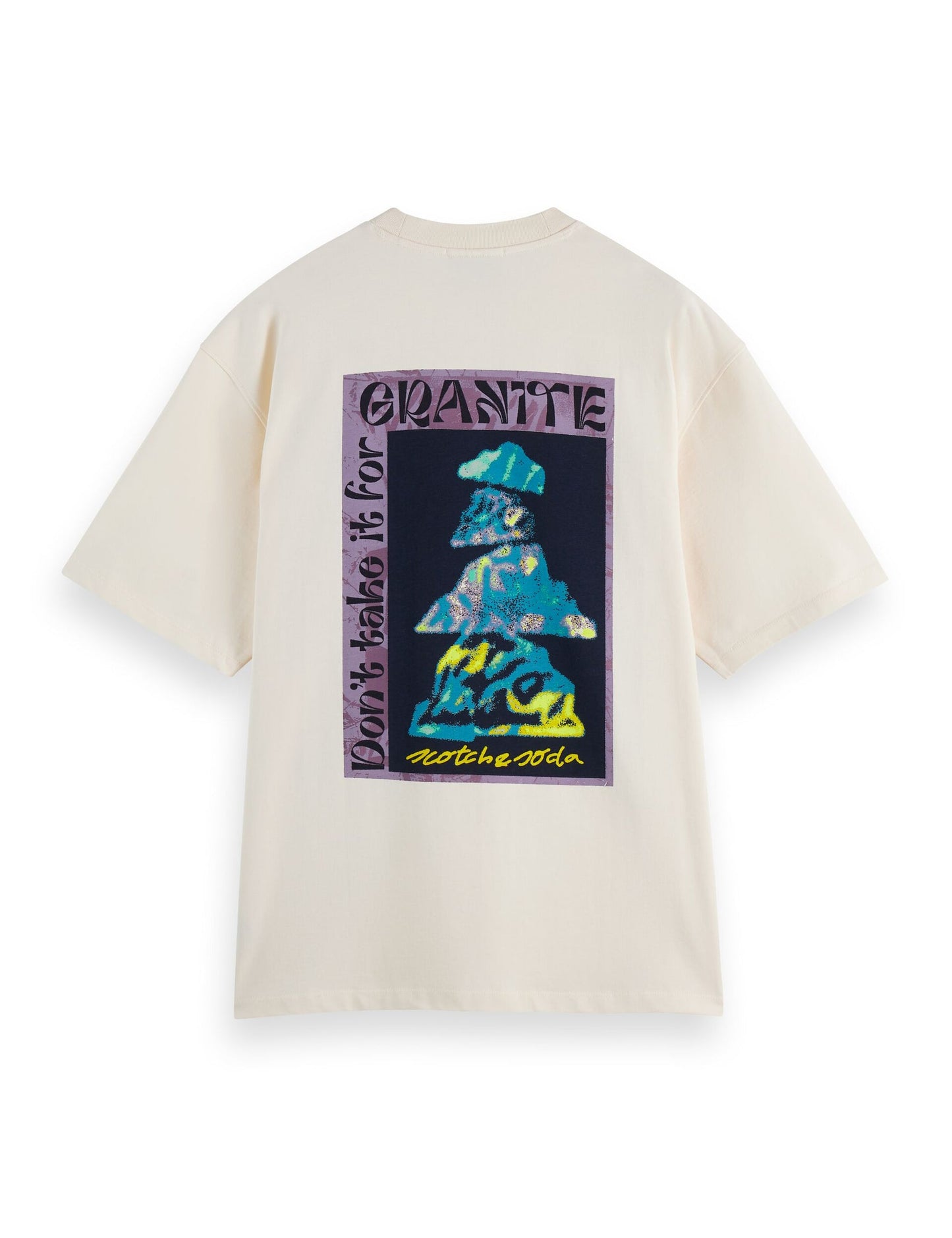 Scotch & Soda Loose Fit Front And Back Artwork T-Shirt-Eggnog