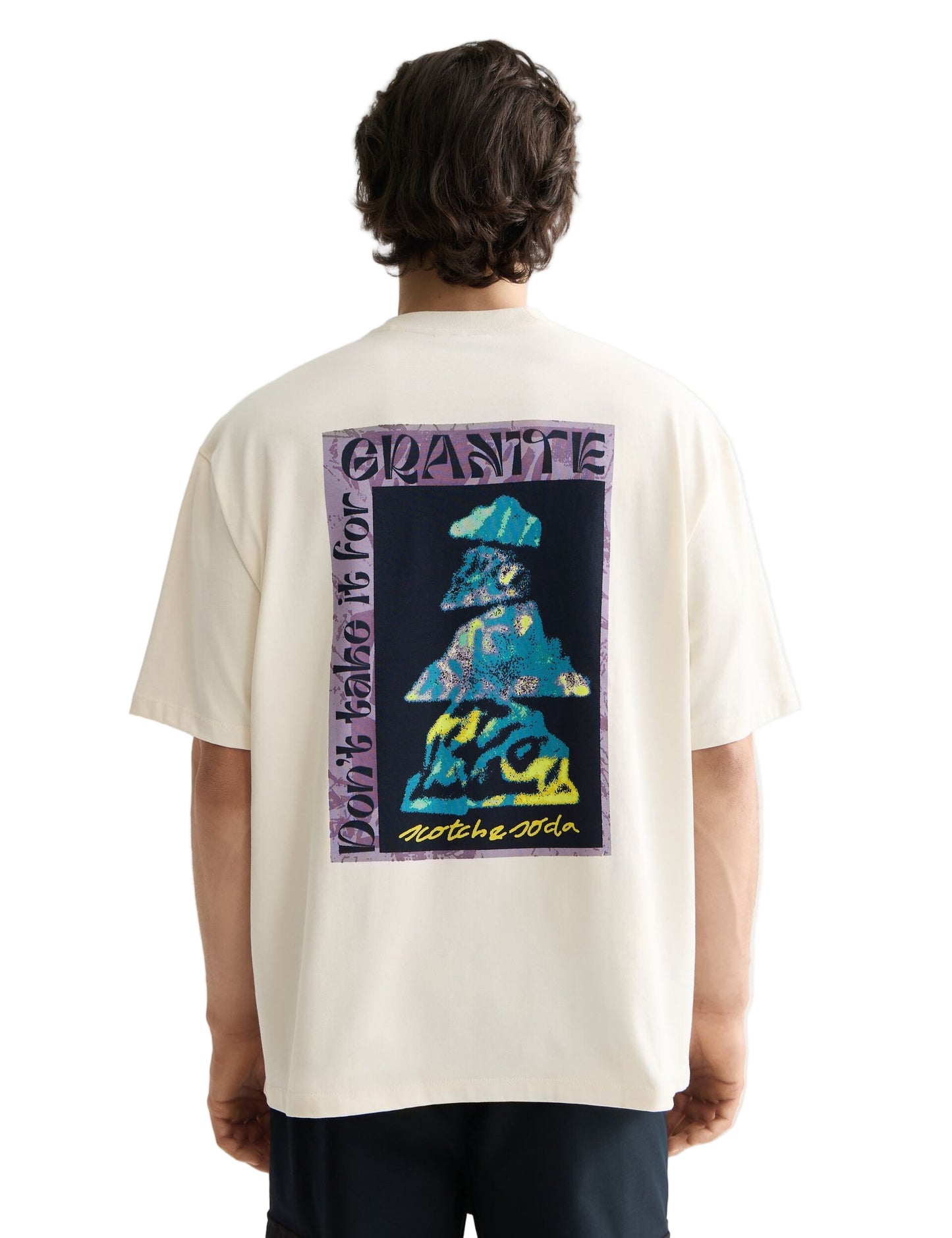 Scotch & Soda Loose Fit Front And Back Artwork T-Shirt-Eggnog