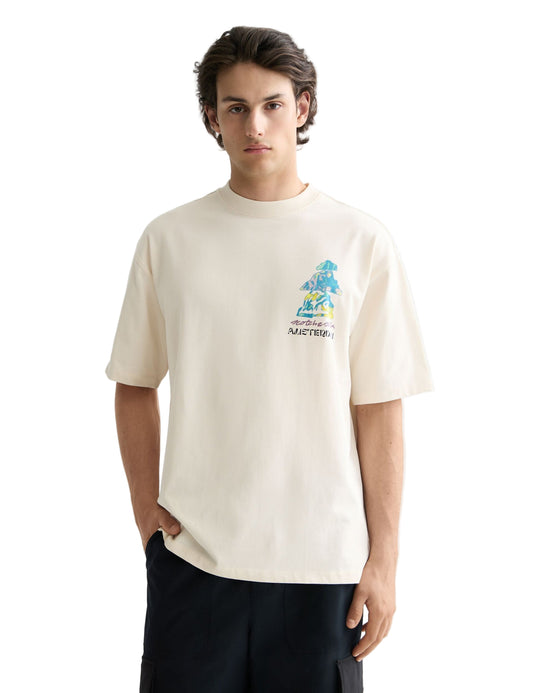 Scotch & Soda Loose Fit Front And Back Artwork T-Shirt-Eggnog