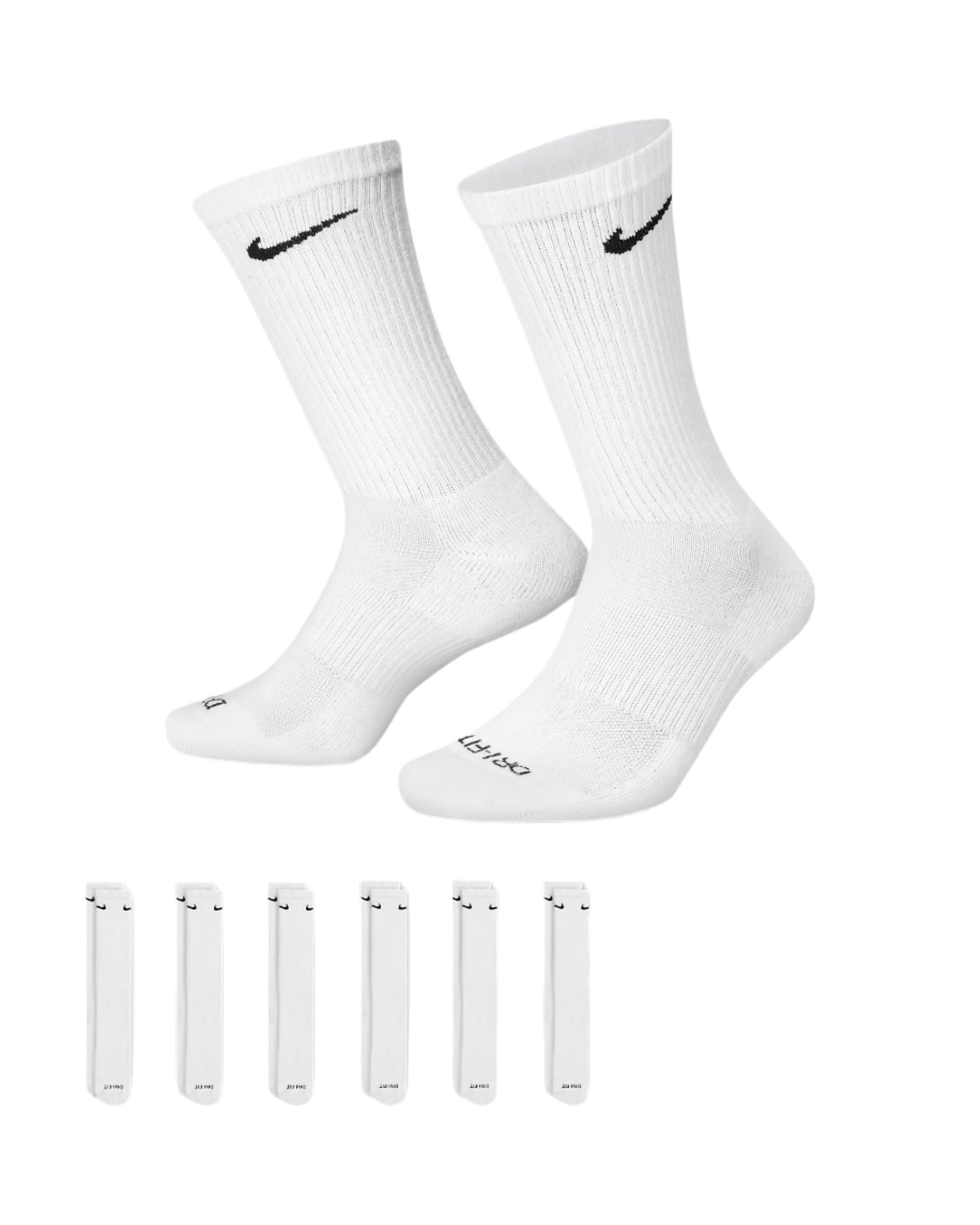 Nike Everyday Plus Cushioned Training Crew Socks -White (6 Pack)