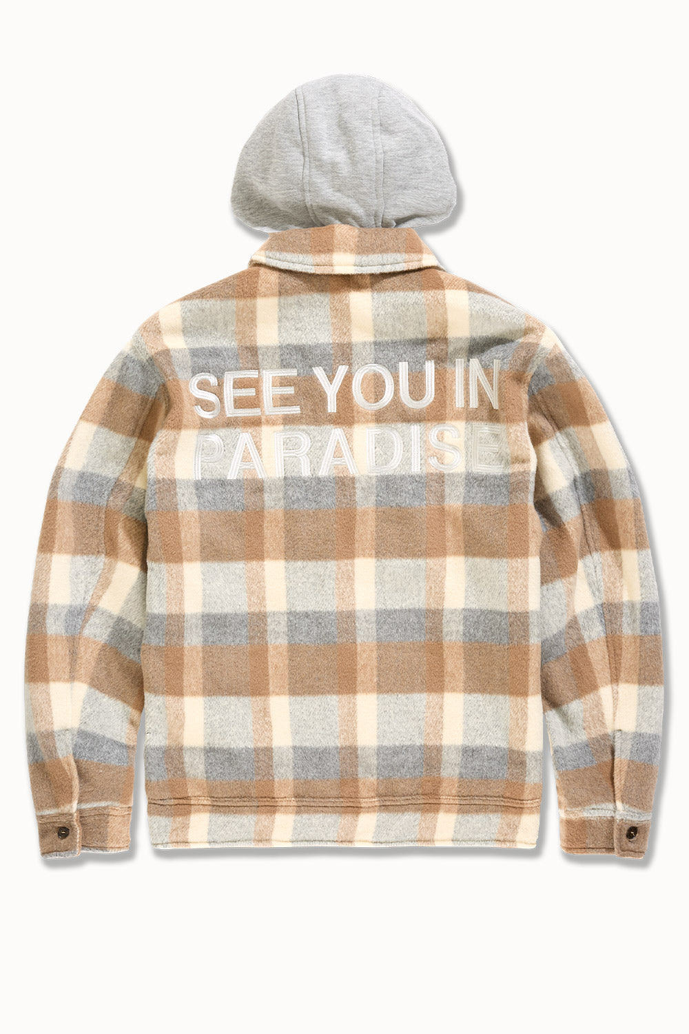 See You in Paradise Flannel Hoodie - Khaki