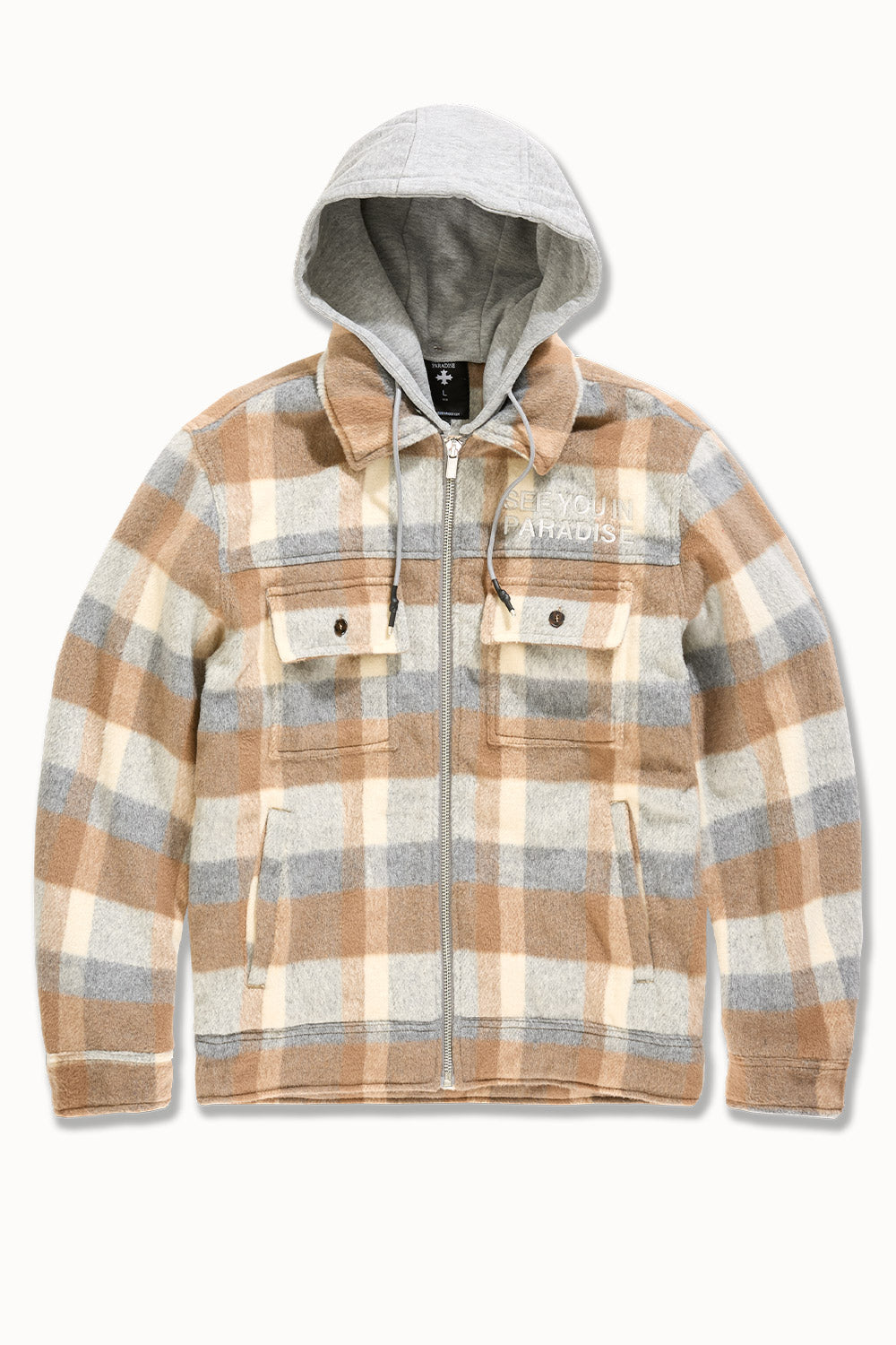 See You in Paradise Flannel Hoodie - Khaki