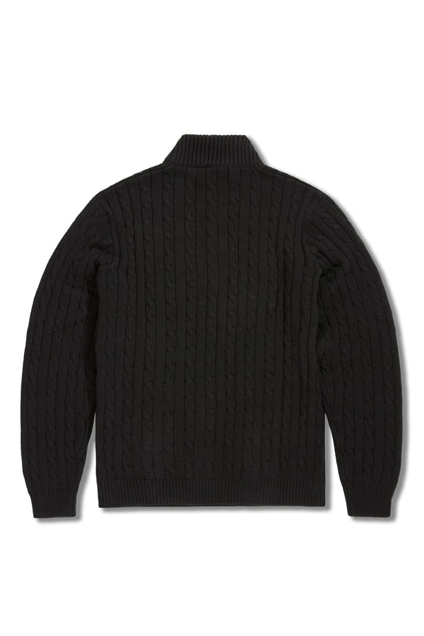Jordan Craig Montauk 1/4 Zip Cable Knit Sweater-Black