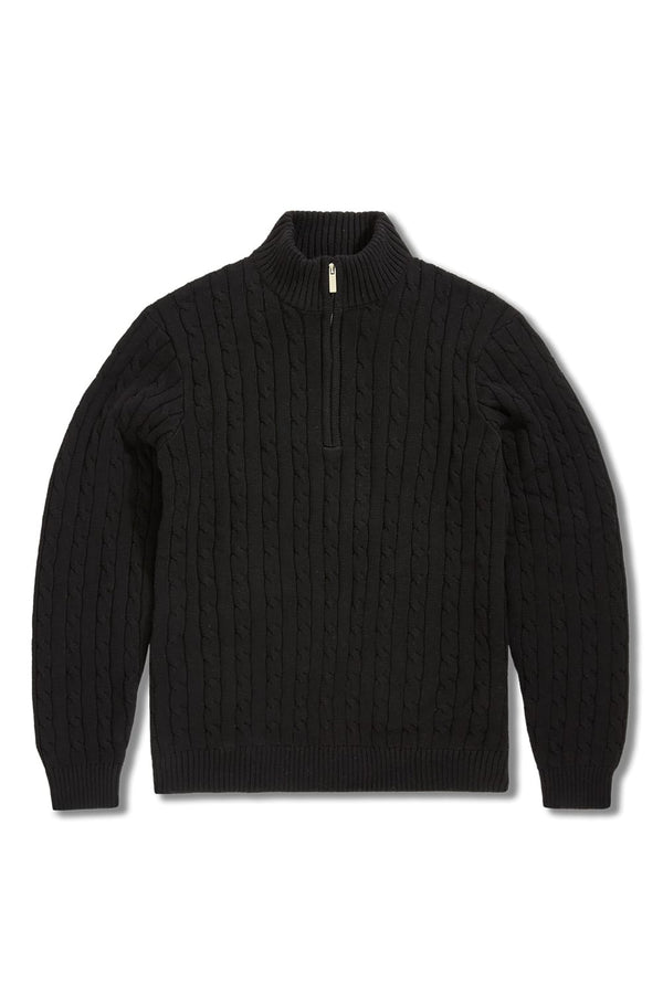 Jordan Craig Montauk 1/4 Zip Cable Knit Sweater-Black