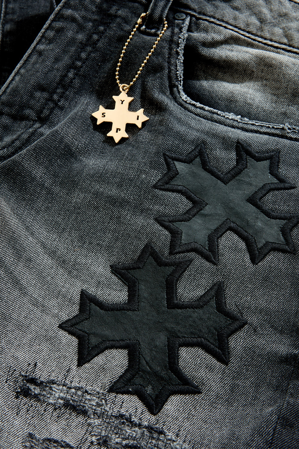 See You In Paradise Super Skinny Stacked Eden Denim - Black Shadow