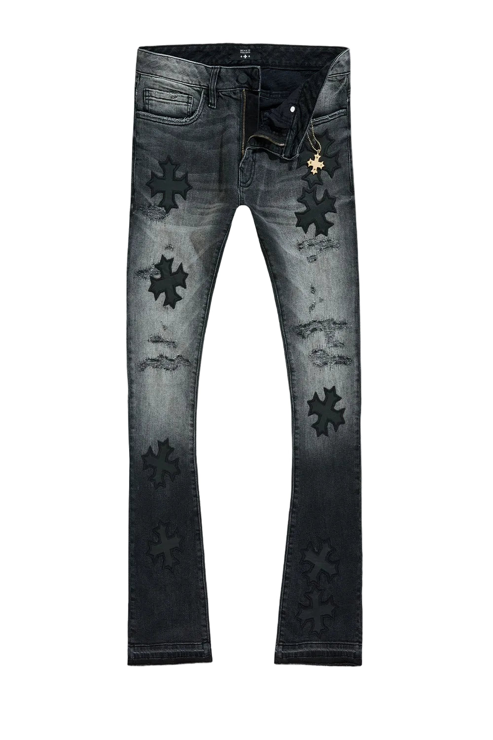 See You In Paradise Super Skinny Stacked Eden Denim - Black Shadow