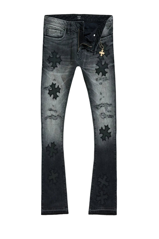 See You In Paradise Super Skinny Stacked Eden Denim - Black Shadow