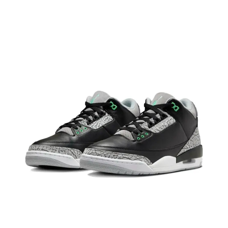 Air Jordan Retro 3 - Black / Green Glow / Wolf Grey