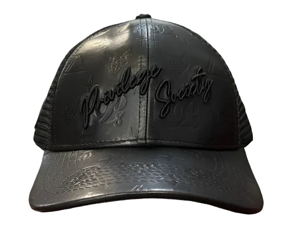 Privilege Society Commando Leather Strapback -Black/Black