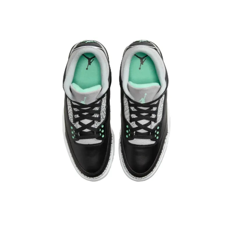 Air Jordan Retro 3 - Black / Green Glow / Wolf Grey