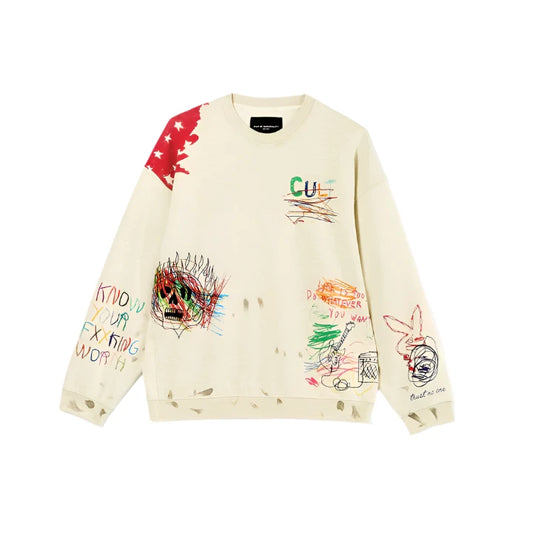 Cult of Individuality Crewneck Sweatshirt- Vintage Winter Cream