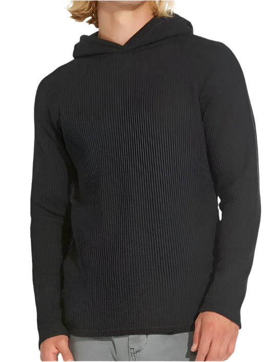 Civil Society Wolfe Waffle Knit Hoodie-Black