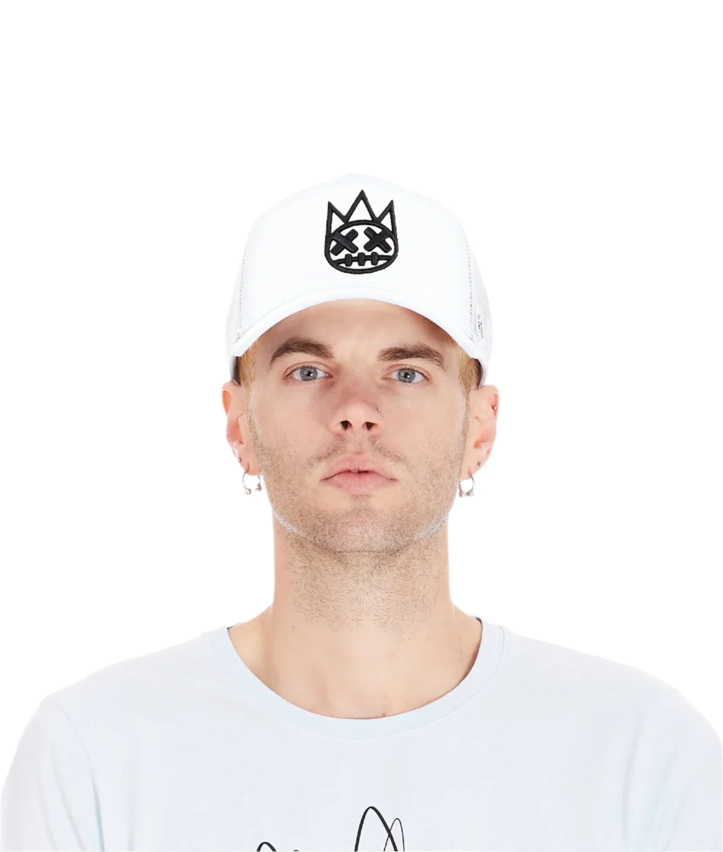 CULT OF INDIVIDUALITY MESH BACK TRUCKER CURVED VISOR CAP-WHITE