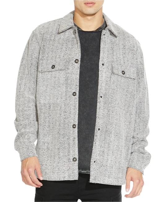 Civil Society Relaxed Durbin Knit Shirt Jacket- Heather Charcoal