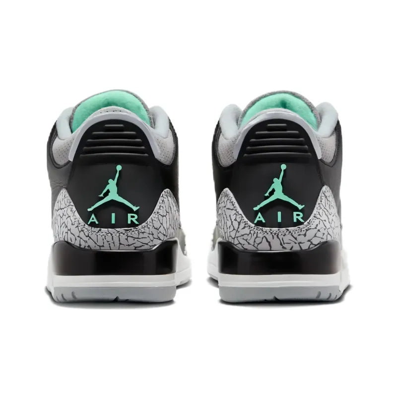 Air Jordan Retro 3 - Black / Green Glow / Wolf Grey