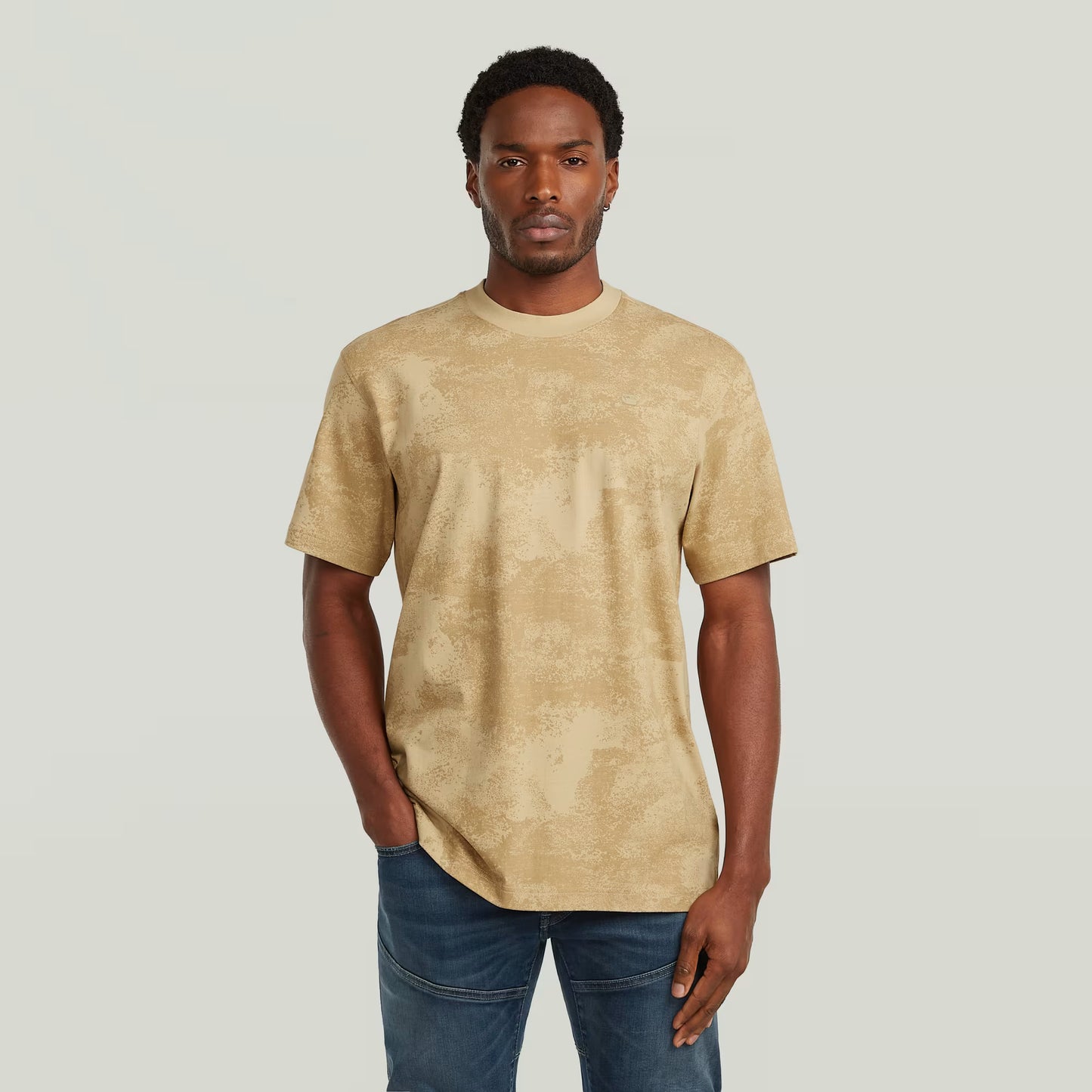 G-Star Raw Allover Print T-Shirt-Cream Archival Texture