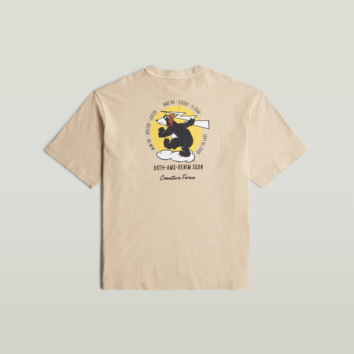 G-Star Raw Back Graphic Loose T-Shirt-Cream Gd