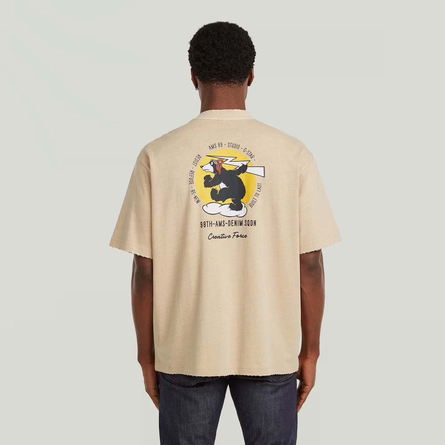 G-Star Raw Back Graphic Loose T-Shirt-Cream Gd