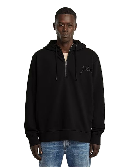 G-Star Raw Script Half Zip Hoodie-Black