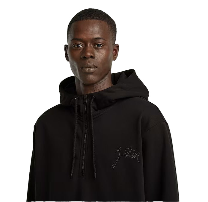 G-Star Raw Script Half Zip Hoodie-Black