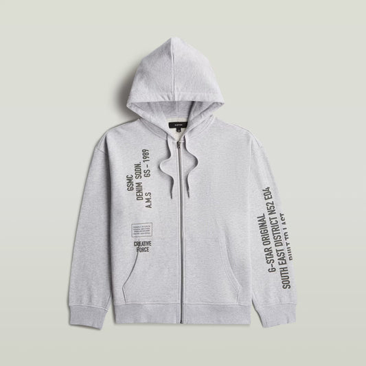 G-Star Raw Stencil Relaxed Hoodie Zip Sweater-Light Grey