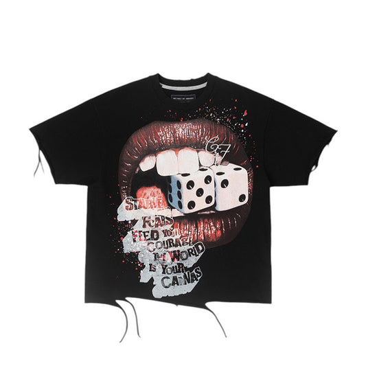 GFA Manasseh Kiss Dice Knit Crew Neck T-Shirt-Black
