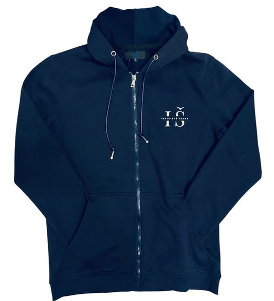 Invisible Scars Men's Midnight Zip Up Hoodie-Navy