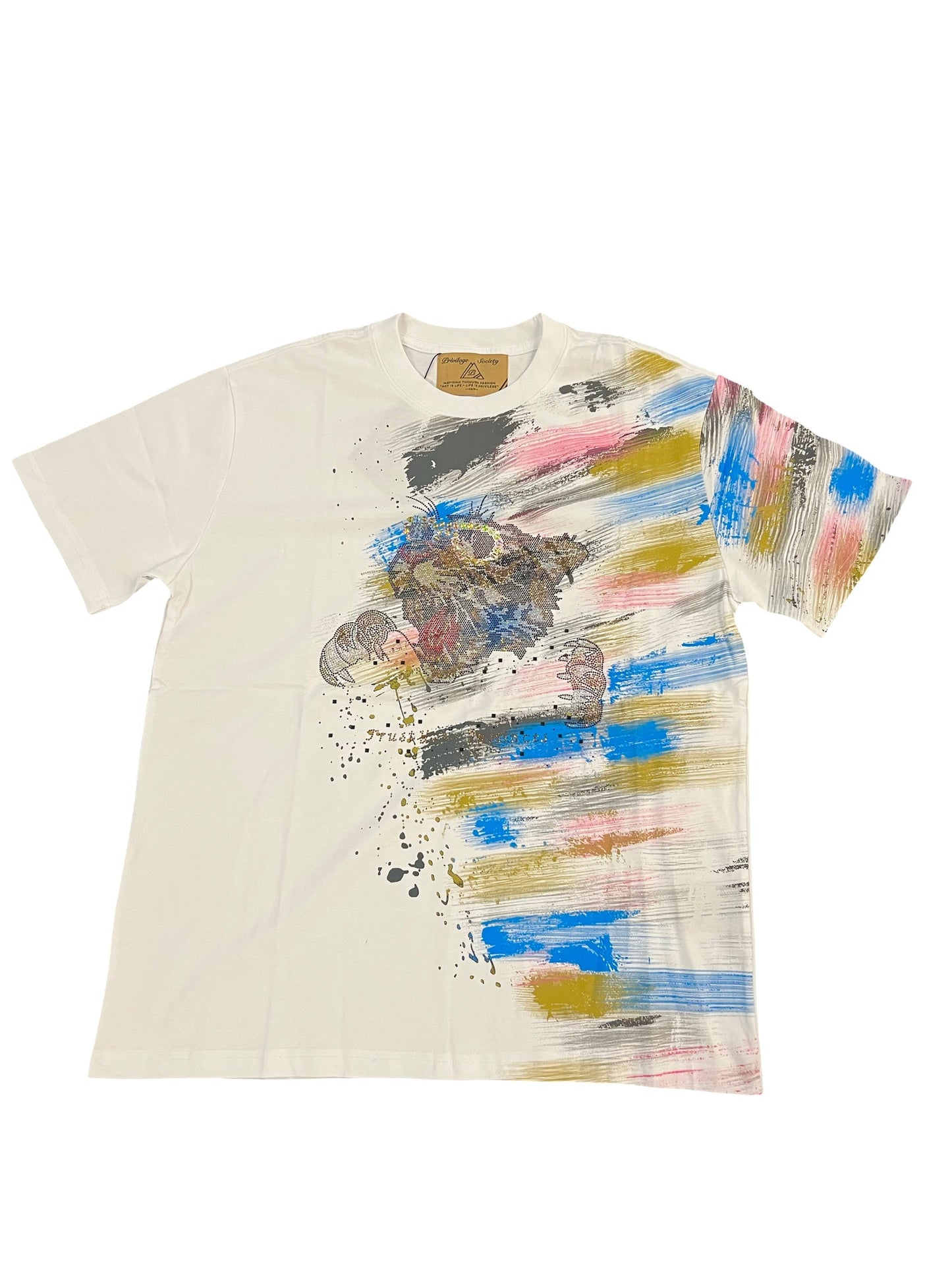 Privilege Society Tiger Instinct Rhinestone Tee-White
