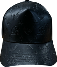 Privilege Society Leather Monogram Strap Back Hat-Black