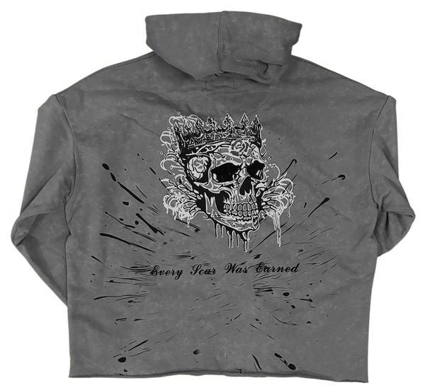 Invisible Scars Men's Kings Rule Crop Hoodie-Grey