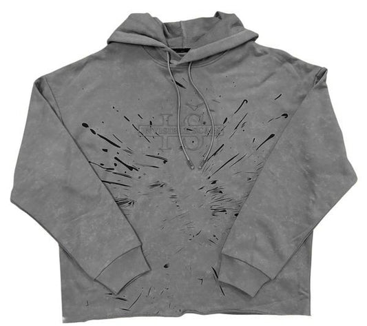 Invisible Scars Men's Kings Rule Crop Hoodie-Grey